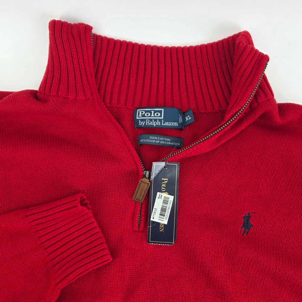 NWT Polo Ralph Lauren Quarter Zip Mens XL Classic Red Pullover Preppy‎ Heritage